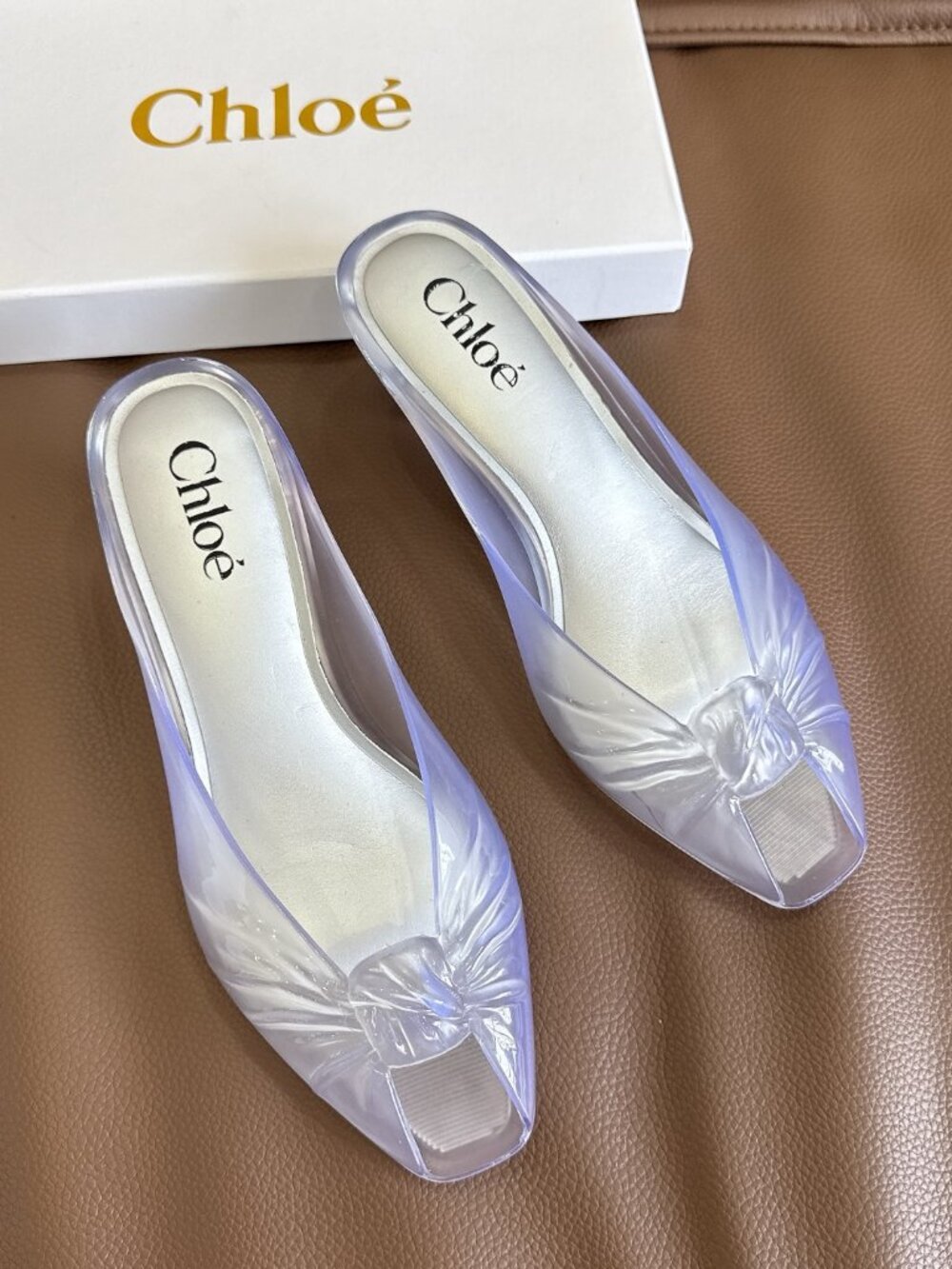 Chloé Transparent Twisted Mule Sandals